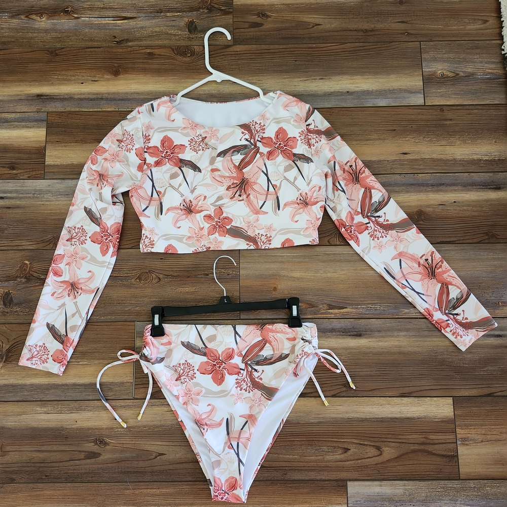 Floral Long Sleeve Bikini Set